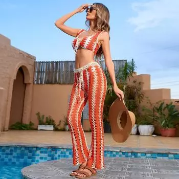 Внешний сексуальный женский костюм в праздничном стиле из двух частей, бикини с вырезом S белый