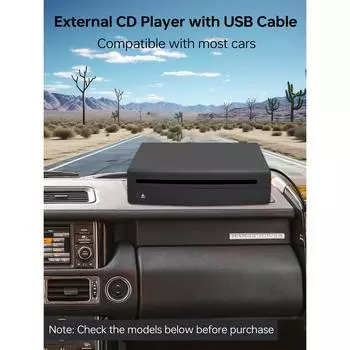 Внешний USB CD-плеер для автомобиля для автомобиля без CD-плеера, ноутбука, телевизора, Mac, компьютера, для Android 4.4 и выше с навигацией, черный