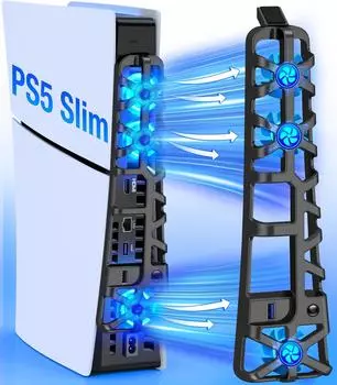 Внешний вентилятор охлаждения для игровой консоли PlayStation 5 Slim Эффективная система охлаждения USB-порт Бесшумный вентилятор для PS5 Slim Аксессуары белый