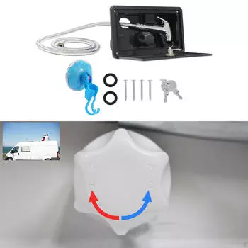 Внешний вид автодома, защищенный от атмосферных воздействий спиральный шланг с 2 ключами, холодный переключатель, смеситель для душа на открытом воздухе для чёрный