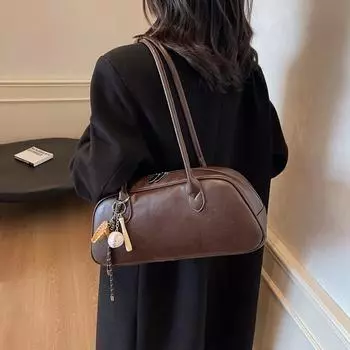 Внешний заказ усовершенствованная текстура простая модная ретро сумка через плечо подмышкой женская 2024 осень и зима новая универсальная сумка-багет