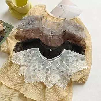 Внешняя кружевная маленькая шаль женская летняя универсальная декоративная жилетка для защиты шеи с юбкой и искусственным воротником 45x24cm