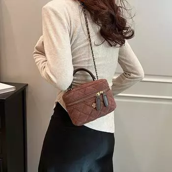 Внешняя одинарная бархатная ретро-сумка женская новая универсальная сумка-мессенджер с цепочкой из бриллиантов маленькая сумка-ведро сумка для мобильного телефона