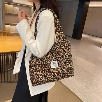 Внешняя одинарная сумка большой вместимости с леопардовым принтом на осень и зиму, женская, новинка 2024 года, сумка-тоут через плечо, сумка-мессенджер для поездок на работу и обратно розовый