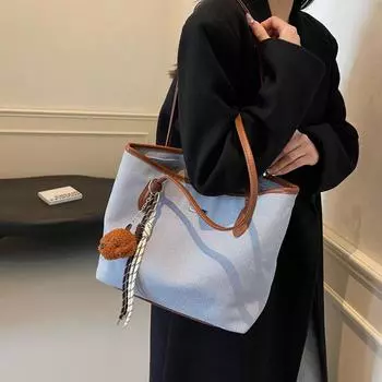 Внешняя одинарная сумка-тоут большой емкости 2024 года, сумка на осень и зиму, женская сумка через плечо, популярная модная универсальная сумка-тоут для поездок на работу