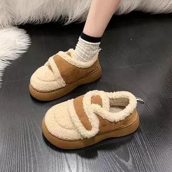 Внешняя торговля 2024 года, осенне-зимний взрыв, европейская и американская обувь с круглым носком, замшевая повседневная мода, универсальная верхняя одежда, туфли на плоской подошве 36 темно-коричневого