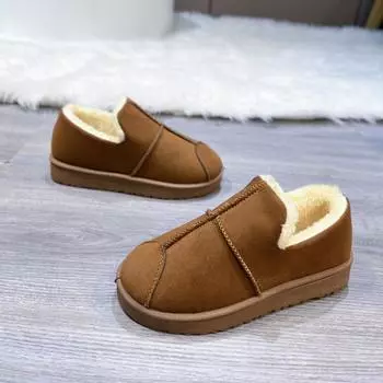 Внешняя торговля 2024 года, зимние взрывные повседневные бархатные теплые нескользящие плоские подошвы, ленивые, с одной педалью, не уставшие ноги, хлопковые туфли 36 серый