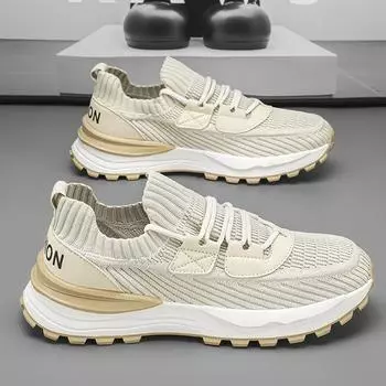 Внешняя торговля 2025 летняя мода ультралегкие дышащие плетеные носки прилив обувь мужская корейская версия инструментальная спортивная обувь мужская 39 бежевый