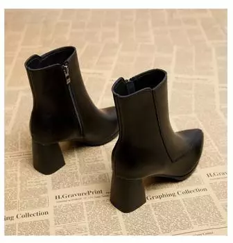 Внешняя торговля Интернет знаменитости модные сапоги женские 2025 осень и зима новые европейские и американские короткие сапоги ботинки Martin женские 34 чёрный