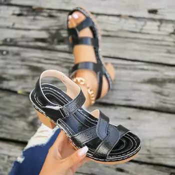 Внешняя торговля новые сандалии женские 2024 сандалии на высоком каблуке с дыркой на носке с перекрестным ремнем на липучке сандалии большого размера женские на высоком каблуке 36 золотой