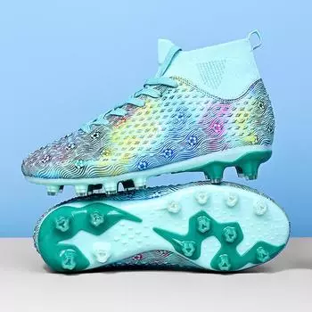 Внешняя торговля трансграничная футбольная обувь с высоким верхом мужская с длинными ногтями искусственная трава студенческая молодежная тренировочная кожаная спортивная обувь 32