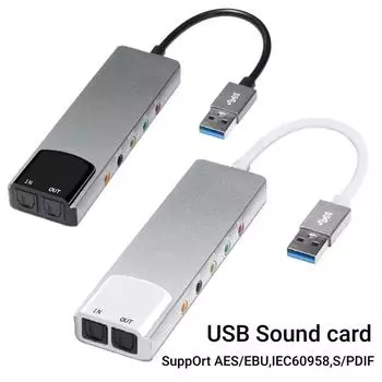 Внешняя звуковая карта USB, оптоволоконная звуковая карта SPDIF, адаптер для наушников AC-3 DTS, 7.1 5.1-канальная звуковая карта, оптический адаптер для ноутбука серебряный