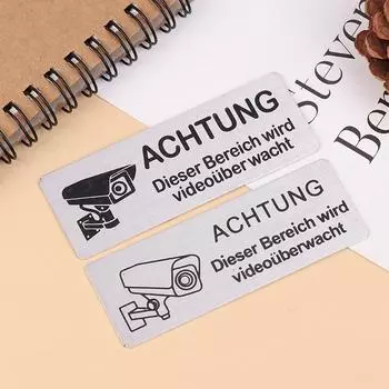 Внимание Видеонаблюдение Наклейка На Стену Наклейка Металлическая Домашняя Дверь Двор Сад Декор Для Дверной Панели Пространство Наклейка С Клеем