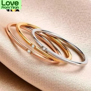 Vnox тонкое 1 мм кольцо-солитер для женщин, минималистичные украшения для девочек из металла, модное стильное кольцо из нержавеющей стали 5 золотой