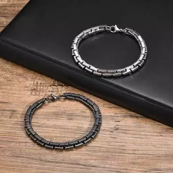 Vnox Тяжелые браслеты-цепочки ручной работы для мужчин и женщин, античная окисленная нержавеющая сталь геометрический квадратный якорный браслет-цепочка