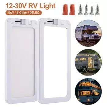Внутреннее освещение автофургона 96 светодиодов, 3 цвета, регулируемая яркость, потолочный плафон 12 В-30 В для кемперов, автофургонов, грузовиков, автодомов, караванов 1PCS
