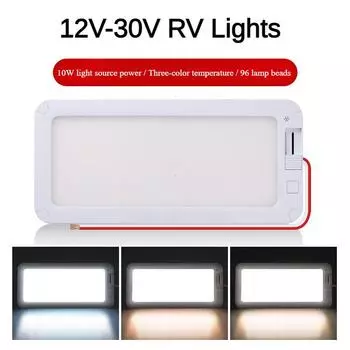 Внутреннее освещение автофургона 96 светодиодов, 3 цвета, регулируемая яркость, потолочный плафон 12 В-30 В для кемперов, автофургонов, грузовиков, автодомов, караванов