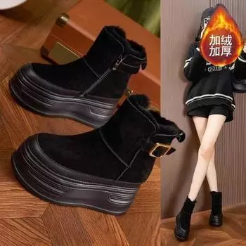 Внутреннее усиление зимних сапог женские зимние 2024 новые бархатные утолщенные универсальные короткие сапоги Martin 35