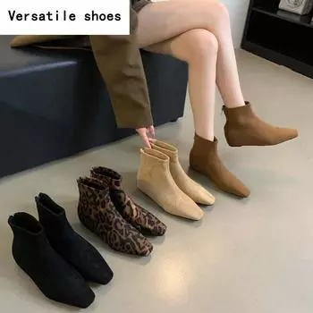 Внутреннее возвышение танкетка каблук женские ботильоны мода леопардовый принт обувь весна осень Laides лаконичные короткие ботильоны 35