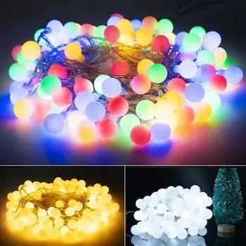 Внутренние и наружные светодиодные фонари 33 фута 100 светодиодных водонепроницаемых сферических светильников 8 режимов с дистанционным управлением Вечеринка Сад Двор Спальня Украшение One Size разноцветный