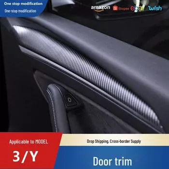 Внутренние накладки на двери для Tesla Model 3/Y: Индивидуальные аксессуары carbon fiber matte чёрный