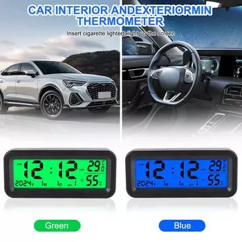 Внутренние наклеиваемые солнечные автомобильные часы для приборной панели автомобиля Дата Неделя Температура Влажность ЖК-дисплей с подсветкой Автомобильные цифровые часы