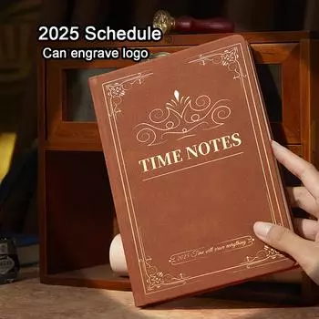 Внутренние страницы на английском языке, кожаный блокнот формата А5 на 2025 год, ежедневник для студентов, дневник учета на 365 дней, блокнот, заметки, 192 листа, 384 страницы A5