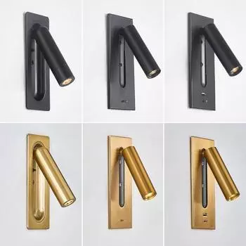 Внутренние светодиодные настенные светильники 3 Вт с зарядкой через USB настенный светильник для спальни, гостиной, современный настенный светильник для прохода с выключателем настенный светильник 3W&Warm White (2700-3500K)