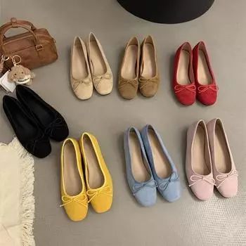 Внутренние туфли-лодочки женские 2025 новые французские туфли Мэри Джейн на низком каблуке с ароматом замшевые красные туфли на мягкой подошве для бабушки 35 чёрный