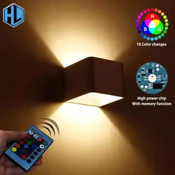 Внутренний 3W RGB светодиодный настенный светильник для спальни, прикроватный куб, ночные светильники, современный минималистский декор для отеля