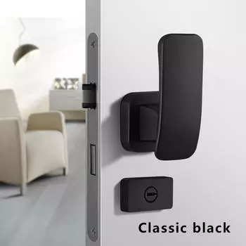 Внутренний дверной замок для спальни Mute Split Direct Push Door Lock для домашней комнаты, дверной замок для ванной комнаты, фурнитура для деревянных дверей Push-pull, аксессуары матовый черный
