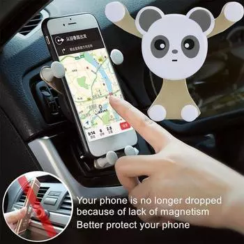 Внутренний кронштейн для сотового телефона, автомобильный держатель для телефона с вентиляционным отверстием, кронштейн для мобильного телефона, автомобильный держатель для телефона Panda серый