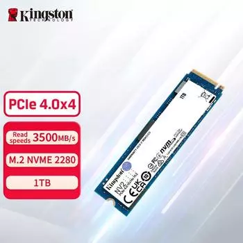Внутренний твердотельный накопитель Kingston NV2 M.2 2280 NVMe, 1 ТБ | PCIe 4.0 поколения 4x4 | До 3500 МБ/с | СНВ2С/1000Г NV3-500GBFaster