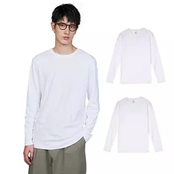 Внутренняя часть из хлопка с длинным рукавом и круглым вырезом, эластичная, с круглым вырезом, вызывающая привыкание, быстро впитывающая антибактериальная и дезодорирующая черная [Siki Air] мужская рубашка, футболка, футболка, белый
