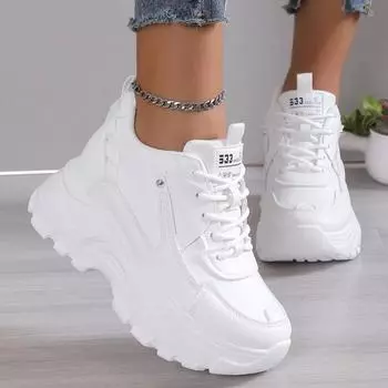 Внутренняя часть обуви для пап, увеличивающая рост, женская, осень 2024 года, новая спортивная обувь, универсальная, на высоком каблуке, с толстой подошвой, для миниатюрных женщин 36