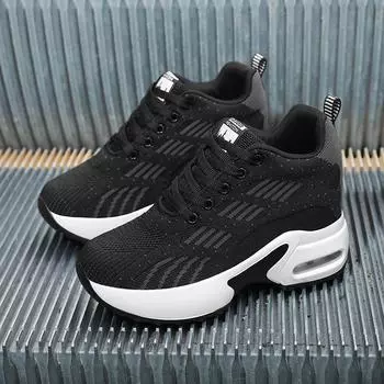 Внутренняя часть обуви с высоким голенищем Женская обувь Осенняя модная обувь из сетки Спортивная обувь из сетки Дышащая обувь для папы на толстой подошве Женская обувь 34