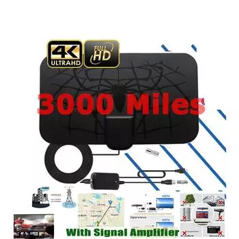 Внутренняя цифровая телевизионная антенна DVB T2, радиус действия 3000 миль, 4K, 8K, HDTV, 1080p, усилитель приемника для автомобильной антенны TV Box