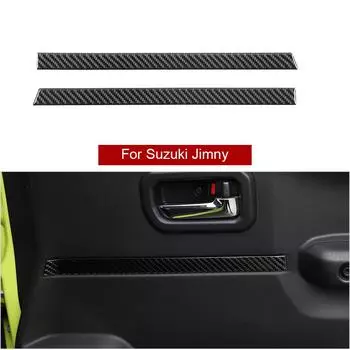 Внутренняя декоративная крышка двери автомобиля, наклейки из углеродного волокна для Suzuki Jimny 2019+, аксессуары углеродного волокна черного
