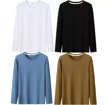 Внутренняя длинная рубашка [SIPERLARI], рукав, нижнее белье, комплект из 4 предметов, 100% хлопок, воротник, мужская (многоцветный, XL)