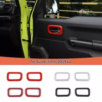 Внутренняя дверная ручка автомобиля, декоративная накладка на рамку, дверная чаша для Suzuki Jimny 2019 + декоративные наклейки, аксессуары для салона автомобиля красный