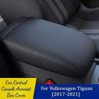Внутренняя кожаная накладка для Volkswagen VW Tiguan L MK2 2017 2018, подлокотник, коврик, мягкие автомобильные аксессуары PU чёрный