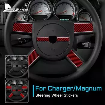 Внутренняя отделка AIRSPEED для Dodge Magnum Charger 2008 2009 2010, чехол на руль автомобиля, наклейка из настоящего углеродного волокна B Black Carbon
