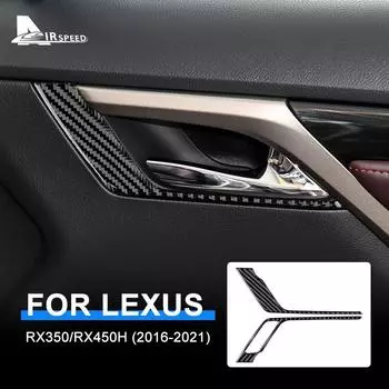 Внутренняя отделка AIRSPEED для Lexus RX350 RXH450 2016-ручка передней двери автомобиля из настоящего углеродного волокна для наклейки с левым рулем For Left Hand Drive
