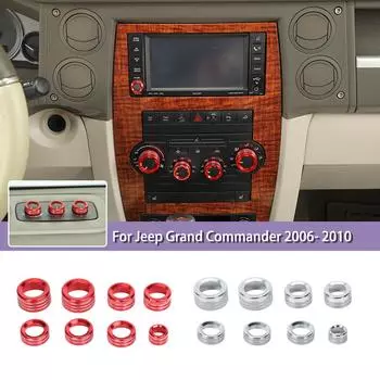 Внутренняя отделка автомобиля из алюминиевого сплава для Jeep Grand Commander 2006-2010, ручка переключателя кондиционера, декоративное кольцо, крышка серебряный