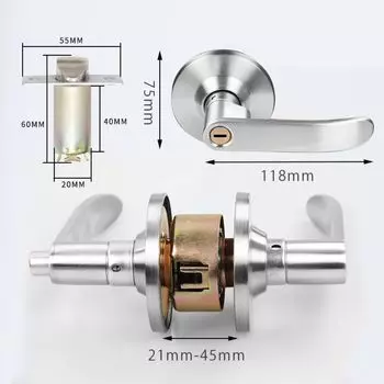 Внутренняя реверсивная дверная ручка-замок, фурнитура с отделкой «матовая латунь», комплект замков для гостиной Silver-70mm Keyless