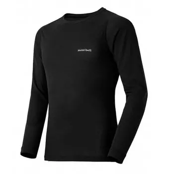Внутренняя рубашка Geoline Thermal с круглым вырезом средней толщины XL1 Montbel Cold Snowboarding Shirt SML XL [Montbell] LW. #1107732 Тонкий, Легкий, Рубашка, Тонкий, чёрный