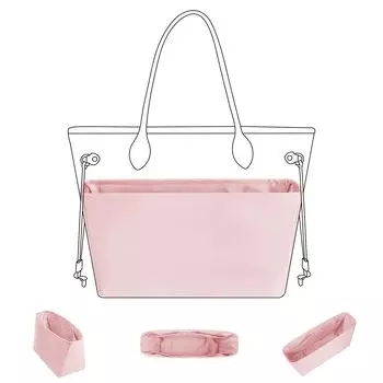 Внутренняя сумка DGAZ Bag Мягкий роскошный шелк Подходит для сумок Bag-in-Bag Neverfull- (Розовый, ГМ) розовый