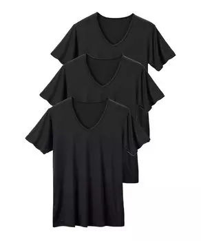 Внутренняя толстовка с коротким рукавом, 3 предмета, 3 предмета, 4 л [Nissen], впитывающая, сухая, эластичная, с вырезом под горло, внутренняя, комплект, черная, комплект,