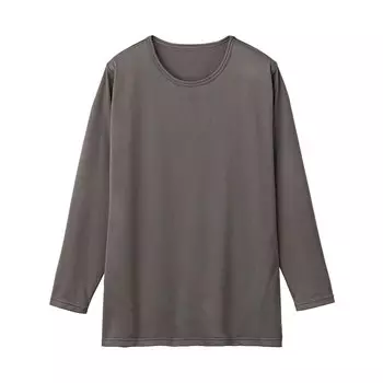 Внутренняя ветрозащитная внутренняя длинная круглая горловина YW1808A серая японская рубашка L-японский размер [Gunze], мужская (Эквивалент L)