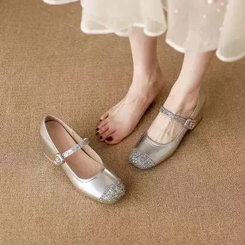 Внутренняя высота 8 см Серебряные темпераментные туфли Мэри Джейн на высоком каблуке Женские одинарные туфли Женские 35 серебряный